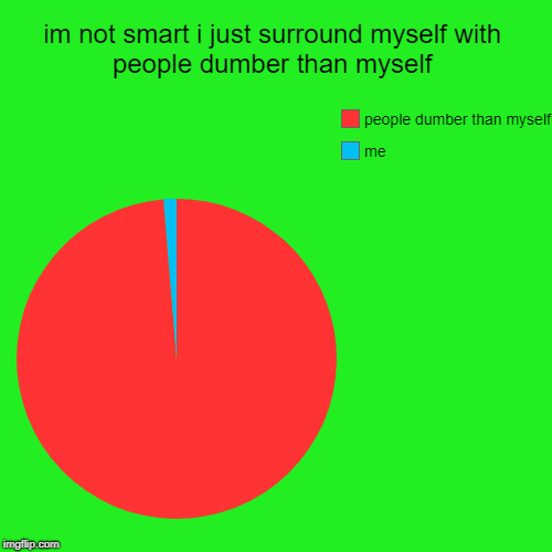 im not smart i just surround myself with people dumber than myself | me, people dumber than myself | image tagged in funny,pie charts,funny memes,yummy,beer,straws | made w/ Imgflip chart maker