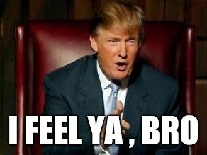 Donald Trump | I FEEL YA , BRO | image tagged in donald trump | made w/ Imgflip meme maker