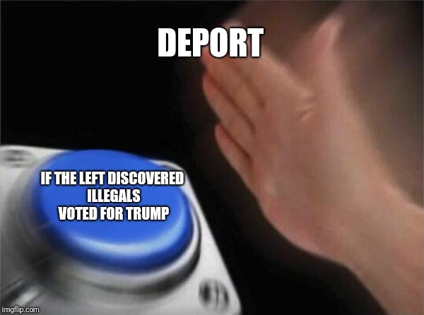 Blank Nut Button Meme | DEPORT; IF THE LEFT DISCOVERED ILLEGALS VOTED FOR TRUMP | image tagged in memes,blank nut button | made w/ Imgflip meme maker