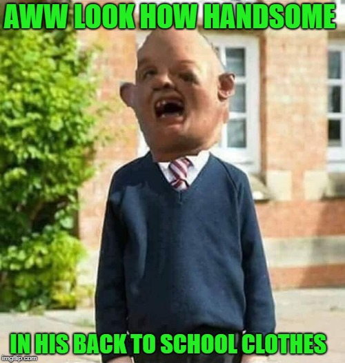 back to school clothes | AWW LOOK HOW HANDSOME; IN HIS BACK TO SCHOOL CLOTHES | image tagged in back to school,handsome | made w/ Imgflip meme maker