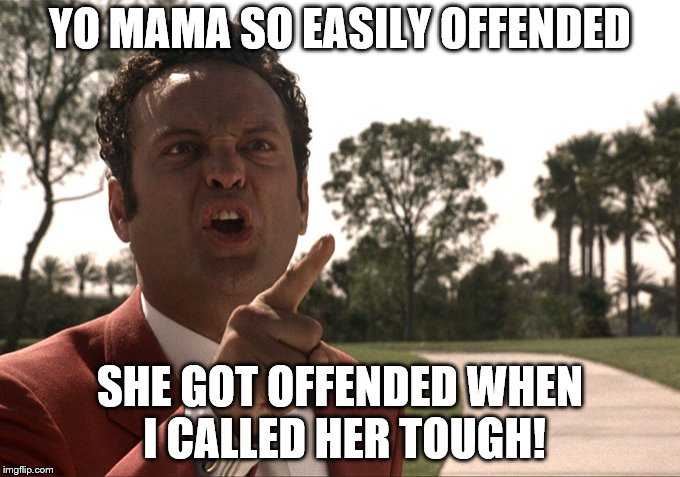 Yo mama | YO MAMA SO EASILY OFFENDED; SHE GOT OFFENDED WHEN I CALLED HER TOUGH! | image tagged in yo mama | made w/ Imgflip meme maker