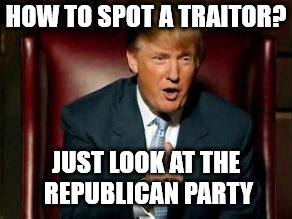 Donald Trump | HOW TO SPOT A TRAITOR? JUST LOOK AT THE REPUBLICAN PARTY | image tagged in donald trump | made w/ Imgflip meme maker