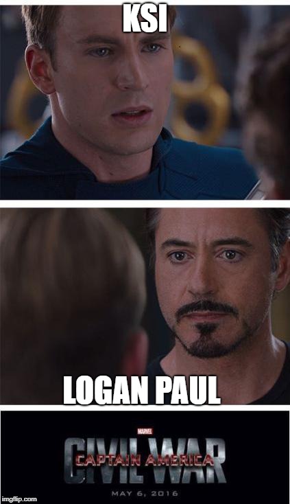 Marvel Civil War 1 | KSI; LOGAN PAUL | image tagged in memes,marvel civil war 1 | made w/ Imgflip meme maker