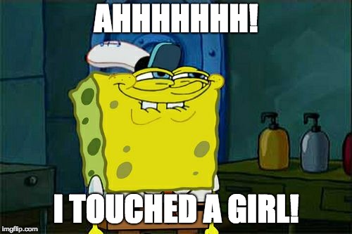 I Touched a Girl | AHHHHHHH! I TOUCHED A GIRL! | image tagged in memes | made w/ Imgflip meme maker