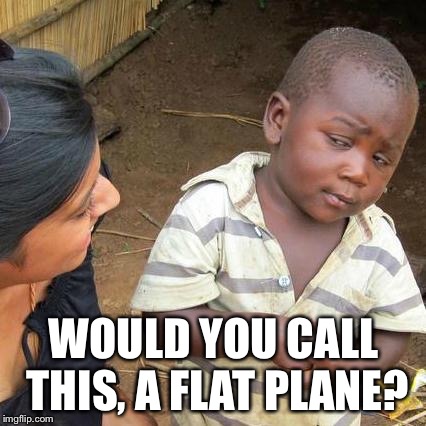 Third World Skeptical Kid Meme | WOULD YOU CALL THIS, A FLAT PLANE? | image tagged in memes,third world skeptical kid | made w/ Imgflip meme maker