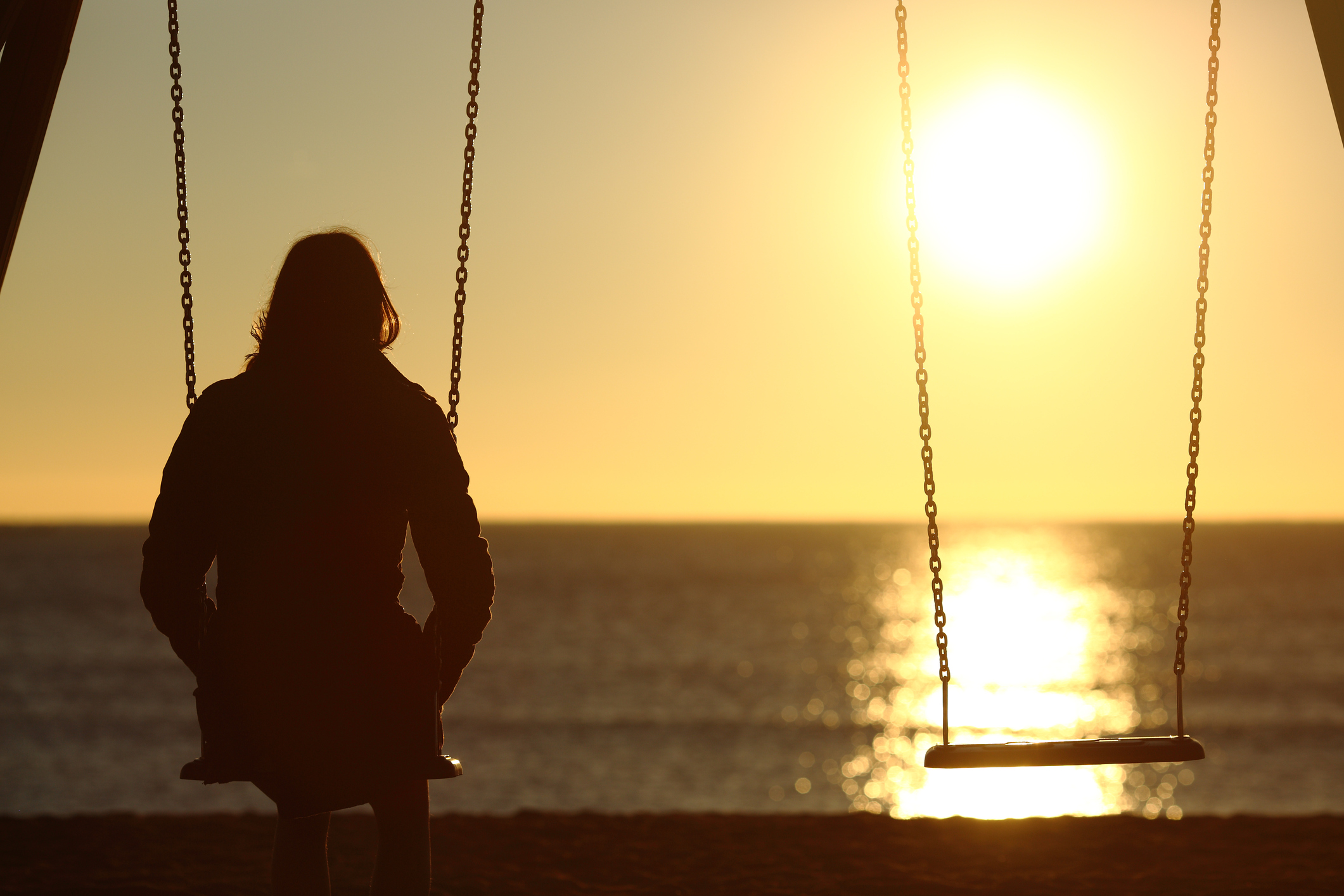 High Quality Woman Alone on beach sunset Blank Meme Template