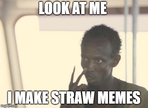 I'm The Captain Now | LOOK AT ME; I MAKE STRAW MEMES | image tagged in memes,i'm the captain now | made w/ Imgflip meme maker
