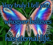 John 6:47 Whoever Believes Has Eternal Life | Very truly I tell you, whoever believes; has eternal life. | image tagged in bible,holy bible,holy spirit,bible verse,verse,god | made w/ Imgflip meme maker