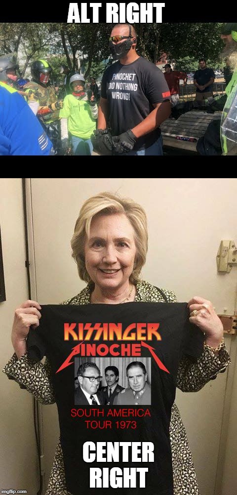 ALT RIGHT; CENTER RIGHT | image tagged in alt right loves clinton and the nwo | made w/ Imgflip meme maker
