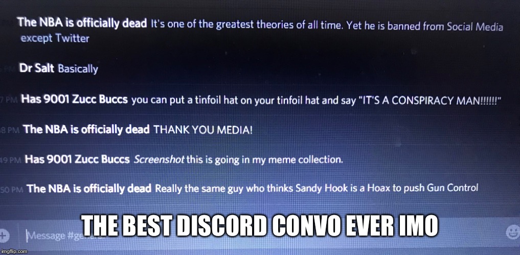 This was part of a conversation about Alex Jones. | THE BEST DISCORD CONVO EVER IMO | image tagged in discord,alex jones | made w/ Imgflip meme maker