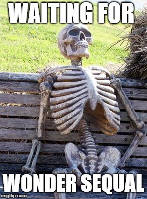 Waiting Skeleton Meme | WAITING FOR; WONDER SEQUAL | image tagged in memes,waiting skeleton | made w/ Imgflip meme maker