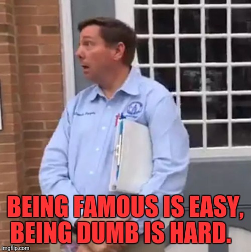 DIM DON | BEING FAMOUS IS EASY, BEING DUMB IS HARD. | image tagged in dumb | made w/ Imgflip meme maker