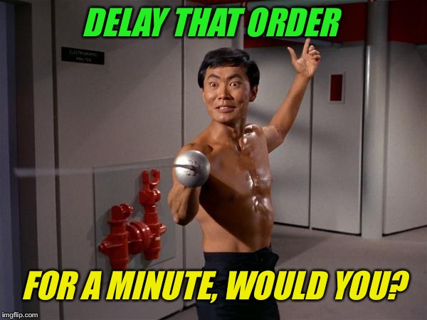 DELAY THAT ORDER FOR A MINUTE, WOULD YOU? | made w/ Imgflip meme maker