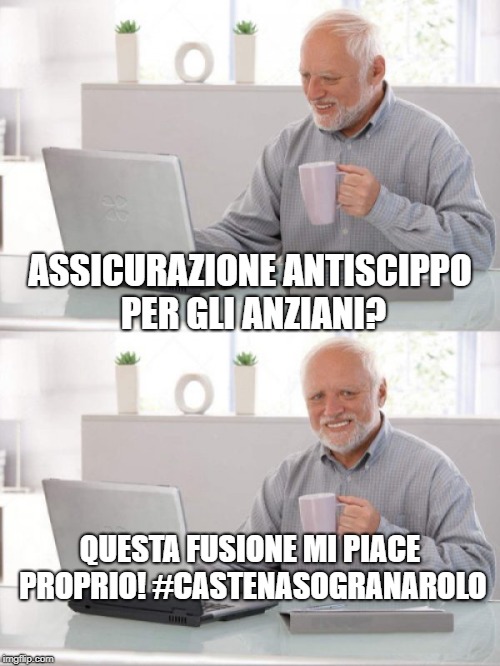 Old guy pc | ASSICURAZIONE ANTISCIPPO PER GLI ANZIANI? QUESTA FUSIONE MI PIACE PROPRIO!
#CASTENASOGRANAROLO | image tagged in old guy pc | made w/ Imgflip meme maker