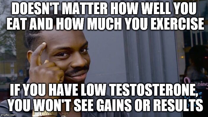 Roll Safe Think About It Meme | DOESN'T MATTER HOW WELL YOU EAT AND HOW MUCH YOU EXERCISE; IF YOU HAVE LOW TESTOSTERONE, YOU WON'T SEE GAINS OR RESULTS | image tagged in memes,roll safe think about it | made w/ Imgflip meme maker