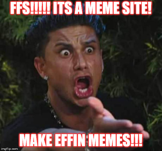 Jersey shore  | FFS!!!!! ITS A MEME SITE! MAKE EFFIN MEMES!!! | image tagged in jersey shore | made w/ Imgflip meme maker