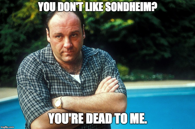 Tony Soprano Pool | YOU DON'T LIKE SONDHEIM? YOU'RE DEAD TO ME. | image tagged in tony soprano pool | made w/ Imgflip meme maker