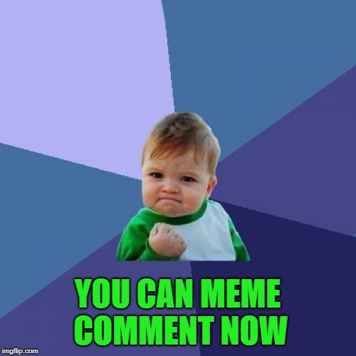 Success Kid Meme | YOU CAN MEME COMMENT NOW | image tagged in memes,success kid | made w/ Imgflip meme maker