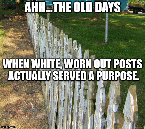 Old posts | AHH...THE OLD DAYS WHEN WHITE, WORN OUT POSTS ACTUALLY SERVED A PURPOSE. | image tagged in old posts | made w/ Imgflip meme maker