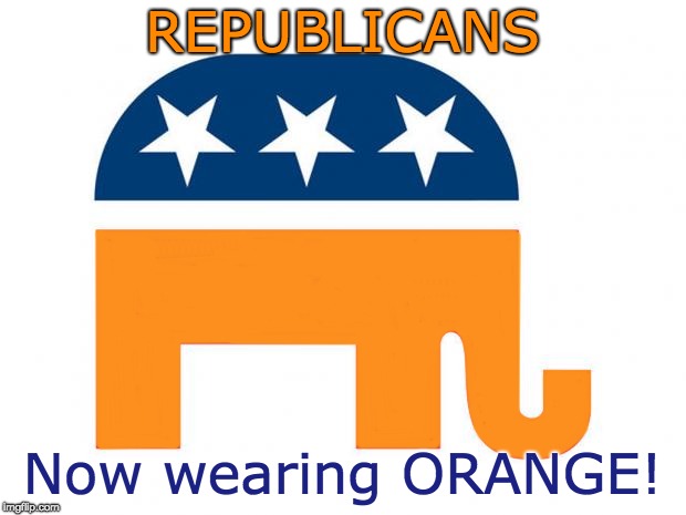 REPUBLICANS - Now wearing ORANGE |  REPUBLICANS; Now wearing ORANGE! | image tagged in republicans,republican grifting,republican crime,republican cruel,orange jumpsuit,orange | made w/ Imgflip meme maker