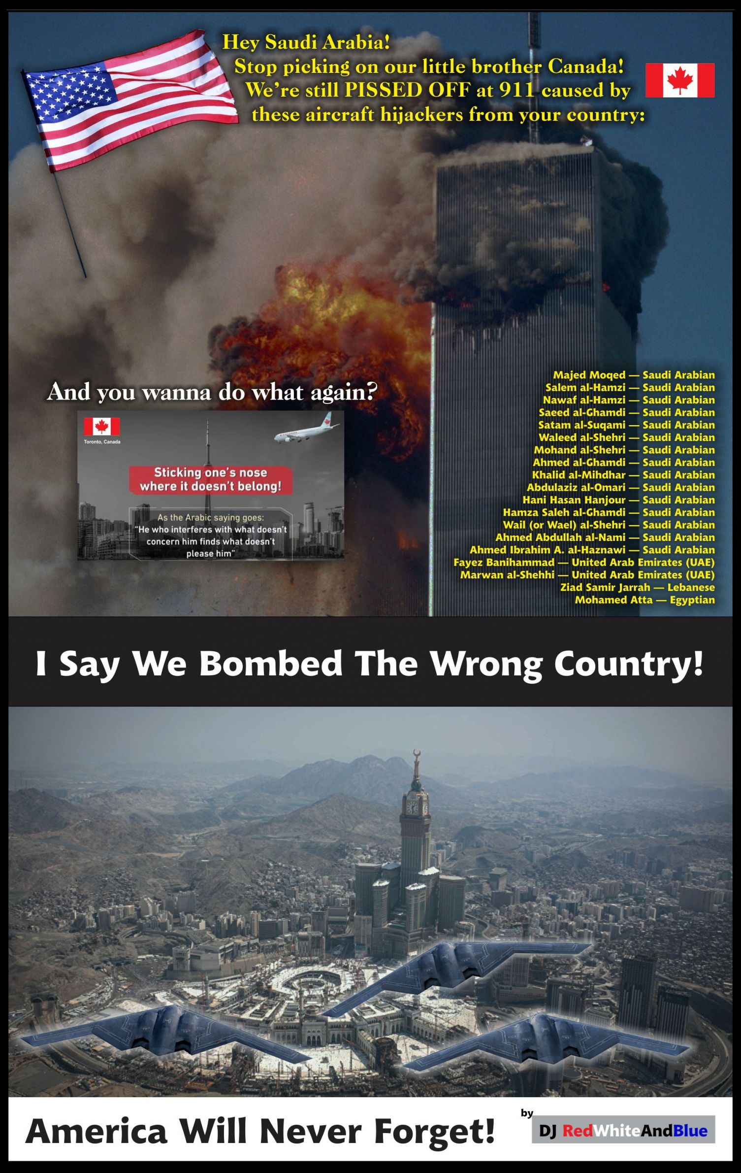 High Quality USA-We-Dont-Like-Saudi-Arabia-Either Blank Meme Template