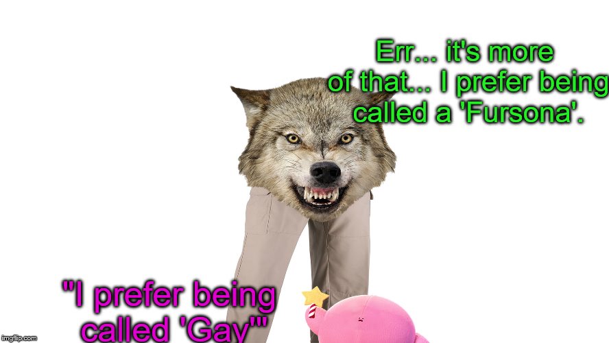 Err... it's more of that... I prefer being called a 'Fursona'. "I prefer being called 'Gay'" | made w/ Imgflip meme maker