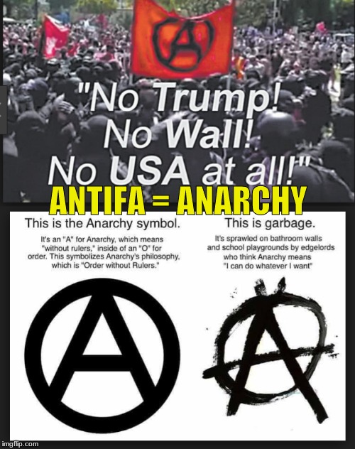 ANTIFA = ANARCHY | image tagged in antifa,anarchy | made w/ Imgflip meme maker
