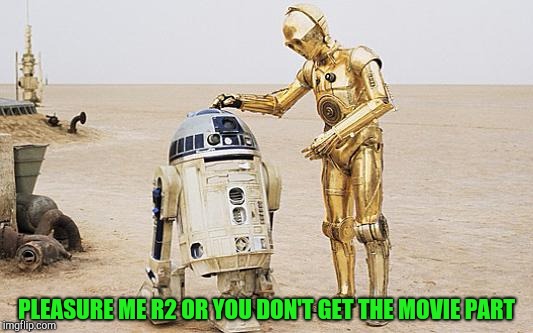 R2D2 & C3PO | PLEASURE ME R2 OR YOU DON'T GET THE MOVIE PART | image tagged in r2d2  c3po | made w/ Imgflip meme maker