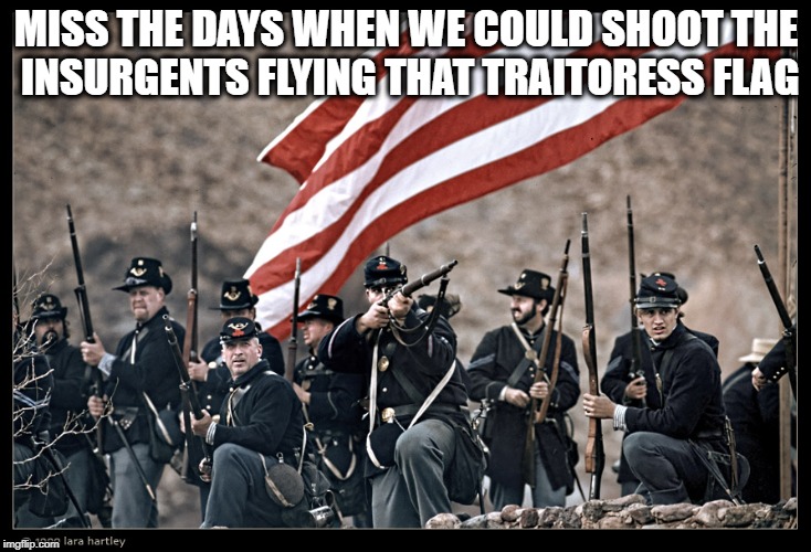 Long Live the UNION | MISS THE DAYS WHEN WE COULD SHOOT THE INSURGENTS FLYING THAT TRAITORESS FLAG | image tagged in long live the union | made w/ Imgflip meme maker
