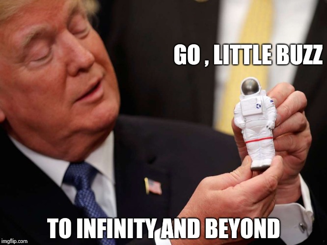 Trump first contact | GO , LITTLE BUZZ TO INFINITY AND BEYOND | image tagged in trump first contact | made w/ Imgflip meme maker