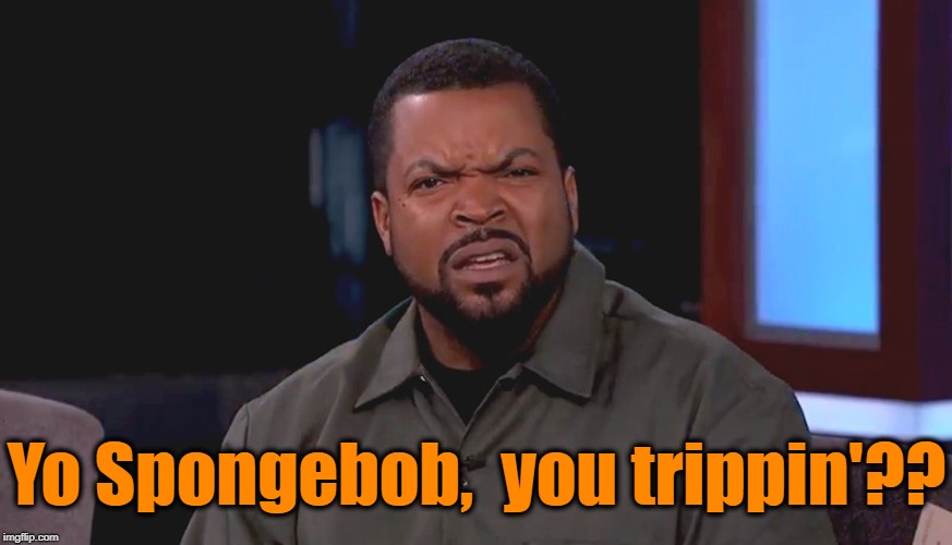 Really? Ice Cube | Yo Spongebob,  you trippin'?? | image tagged in really ice cube | made w/ Imgflip meme maker