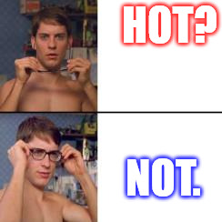 Peter Parker Glasses | HOT? NOT. | image tagged in peter parker glasses | made w/ Imgflip meme maker