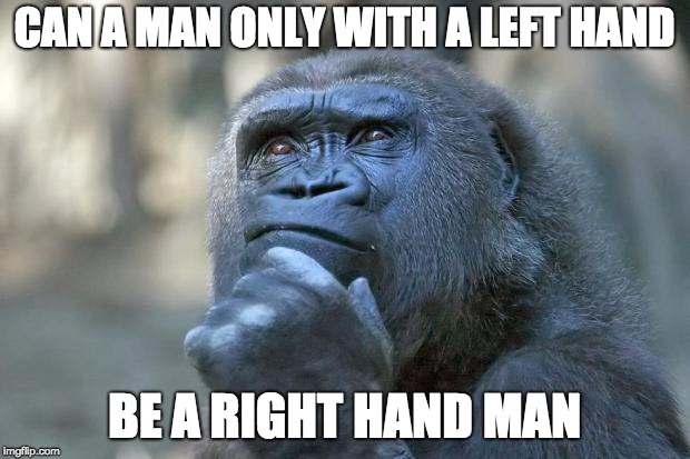 that is the question | CAN A MAN ONLY WITH A LEFT HAND; BE A RIGHT HAND MAN | image tagged in that is the question | made w/ Imgflip meme maker
