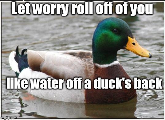 Dad's advice | Let worry roll off of you; like water off a duck's back | image tagged in memes,actual advice mallard | made w/ Imgflip meme maker