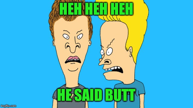 Bevis and Butthead | HEH HEH HEH HE SAID BUTT | image tagged in bevis and butthead | made w/ Imgflip meme maker