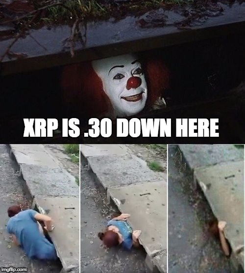 Pennywise | XRP IS .30 DOWN HERE | image tagged in pennywise | made w/ Imgflip meme maker