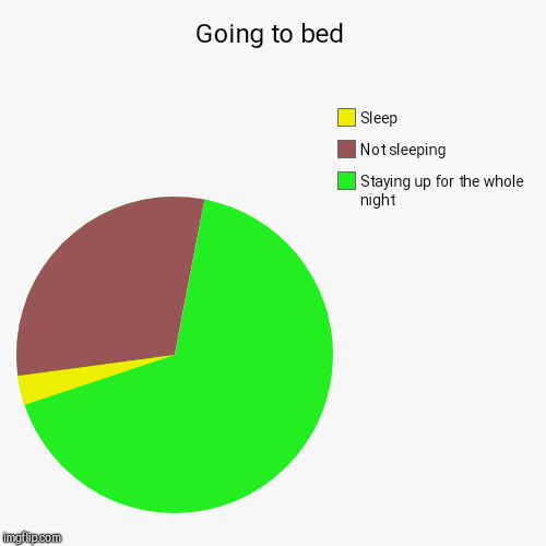 Going to bed | Staying up for the whole night, Not sleeping, Sleep | image tagged in funny,pie charts | made w/ Imgflip chart maker