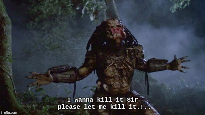 LET ME KILL IT SIR.!.. | I wanna kill it Sir please let me kill it.!.. | image tagged in predator,predators,space force,the patriot,the great awakening,potus45 | made w/ Imgflip meme maker