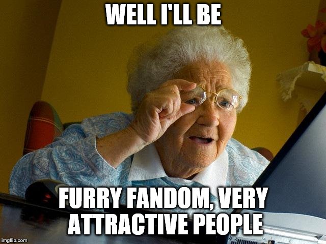 YES THEY ARE GRANNY YES THERE ARE ^_^ | WELL I'LL BE; FURRY FANDOM, VERY ATTRACTIVE PEOPLE | image tagged in memes,grandma finds the internet | made w/ Imgflip meme maker
