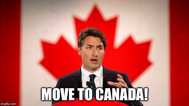 Justin Trudeau | MOVE TO CANADA! | image tagged in justin trudeau | made w/ Imgflip meme maker