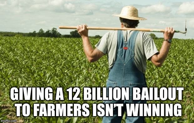 farmer | GIVING A 12 BILLION BAILOUT TO FARMERS ISN’T WINNING | image tagged in farmer | made w/ Imgflip meme maker