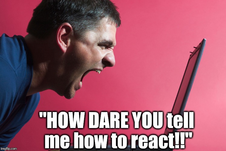 "HOW DARE YOU tell me how to react!!" | made w/ Imgflip meme maker