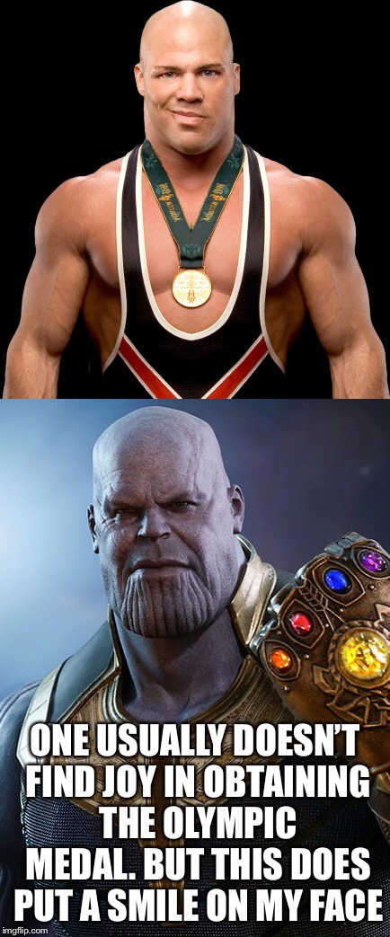 Oylmpic Thanos | ONE USUALLY DOESN’T FIND JOY IN OBTAINING THE OLYMPIC MEDAL. BUT THIS DOES PUT A SMILE ON MY FACE | image tagged in avengers | made w/ Imgflip meme maker