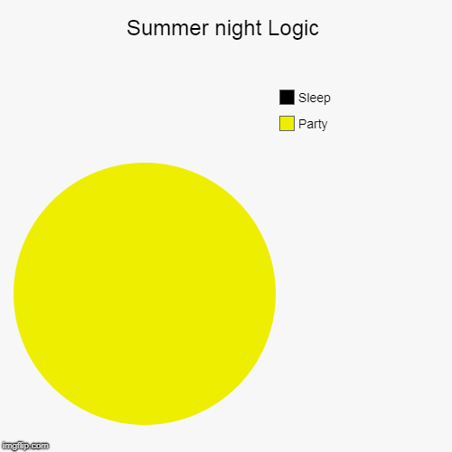 Summer night Logic | Party, Sleep | image tagged in funny,pie charts | made w/ Imgflip chart maker