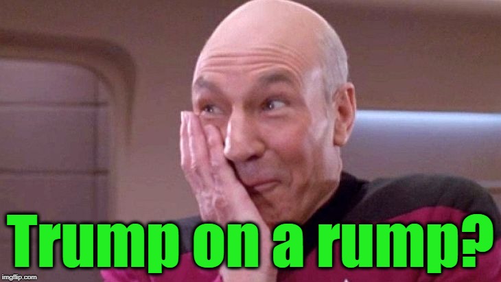 picard grin | Trump on a rump? | image tagged in picard grin | made w/ Imgflip meme maker