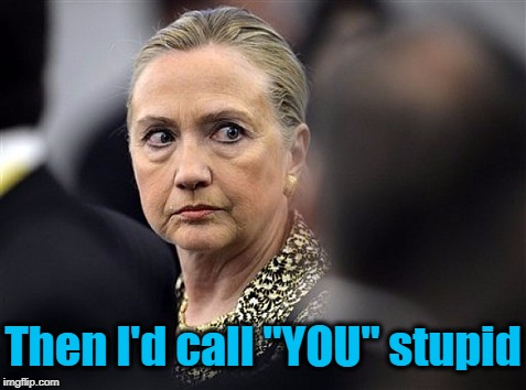 upset hillary | Then I'd call "YOU" stupid | image tagged in upset hillary | made w/ Imgflip meme maker