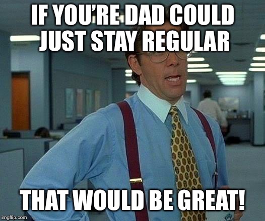 That Would Be Great Meme | IF YOU’RE DAD COULD JUST STAY REGULAR THAT WOULD BE GREAT! | image tagged in memes,that would be great | made w/ Imgflip meme maker