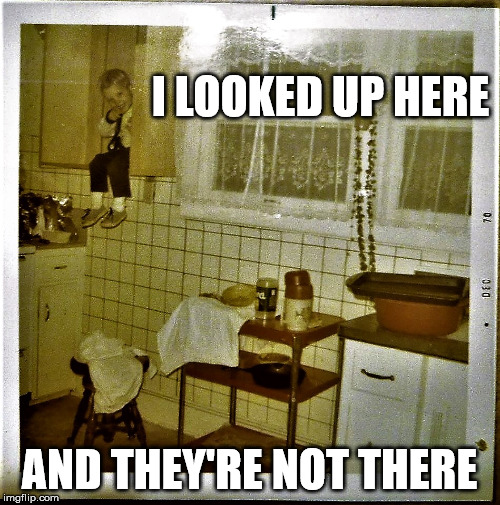 shelved toddler | I LOOKED UP HERE AND THEY'RE NOT THERE | image tagged in shelved toddler | made w/ Imgflip meme maker