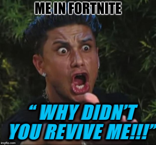 DJ Pauly D | ME IN FORTNITE; “ WHY DIDN’T YOU REVIVE ME!!!” | image tagged in memes,dj pauly d | made w/ Imgflip meme maker