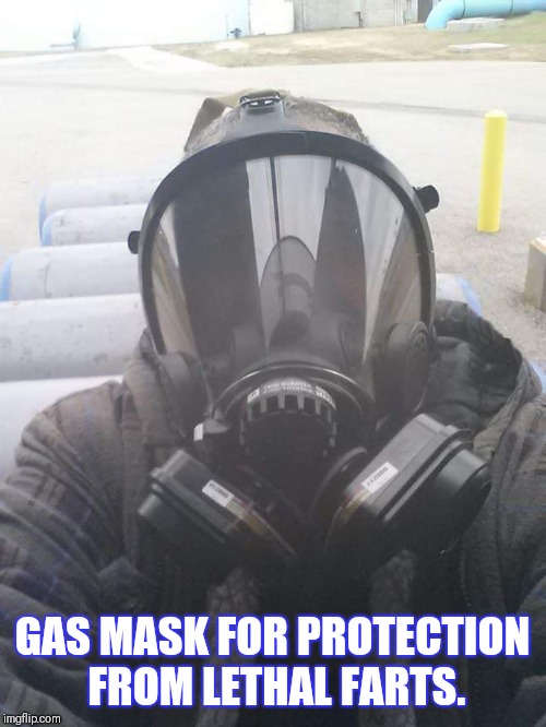 GAS MASK FOR PROTECTION FROM LETHAL FARTS | GAS MASK FOR PROTECTION FROM LETHAL FARTS. | image tagged in gas mask | made w/ Imgflip meme maker